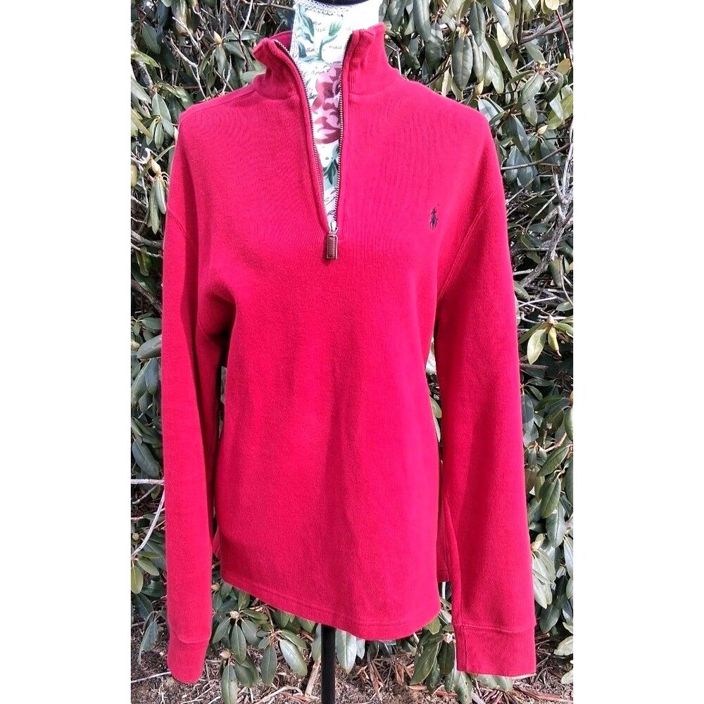 Polo Ralph Lauren Sweater Mens L Red Pullover 1/4 Zip Golf Shirt Preppy Y2K
